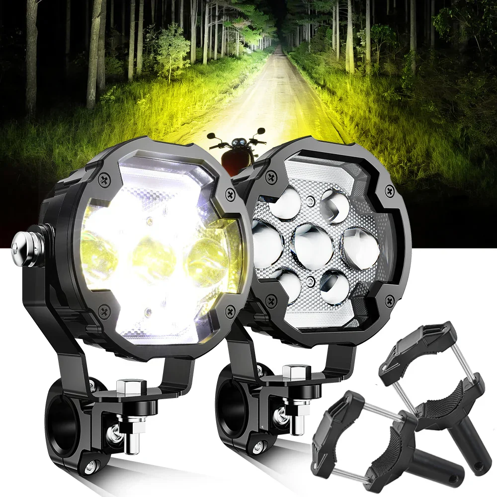 🆕4.2 Inch Motorcycle Auxiliary LED Spotlight, 72W AX7 Series Dual Color Switchback Driving Fog Light with 3+4 Modes For Motorcycle Jeep SUV ATV Truck | 2PCS/Set - Image 17