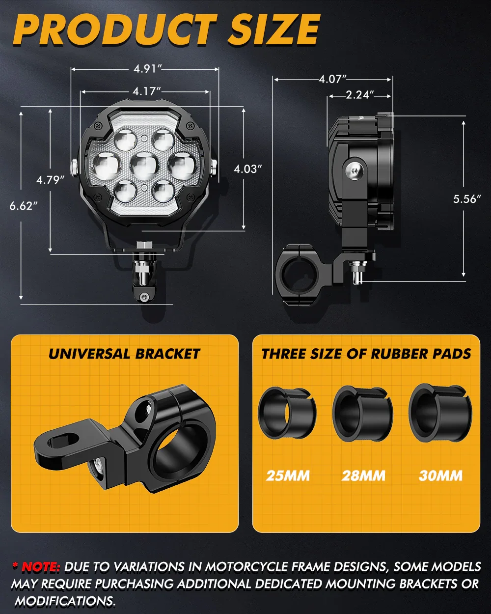 🆕4.2 Inch Motorcycle Auxiliary LED Spotlight, 72W AX7 Series Dual Color Switchback Driving Fog Light with 3+4 Modes For Motorcycle Jeep SUV ATV Truck | 2PCS/Set - Image 8