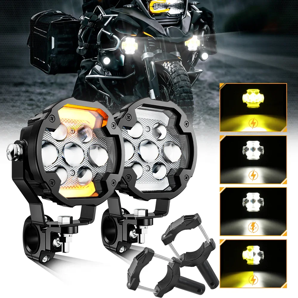 🆕4.2 Inch Motorcycle Auxiliary LED Spotlight, 72W AX7 Series Dual Color Switchback Driving Fog Light with 3+4 Modes For Motorcycle Jeep SUV ATV Truck | 2PCS/Set - Image 17