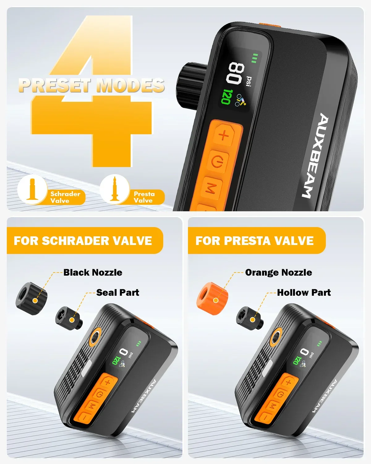 🆕BL05 120PSI High-Performance Upgraded Mini Handheld Bike Pump | Brushless Motor | Smart Presets | Progress Bar Display - Image 6
