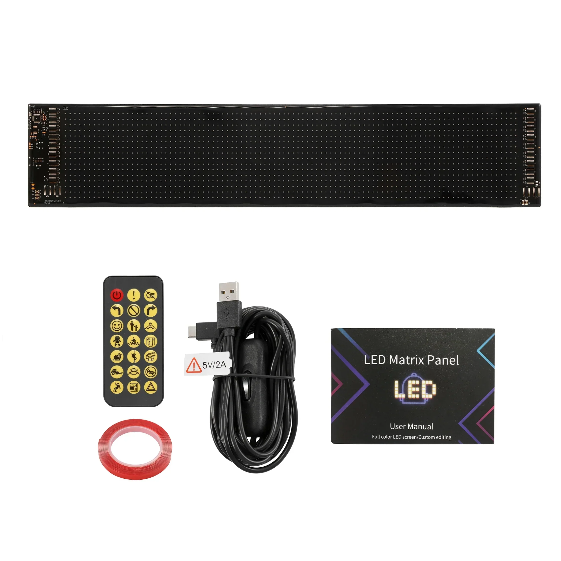 🆕Single Pack Devil's Eye Atmosphere Light Flexible Programmable USB APP Control Car LED Screen 23.42x4.72in for Windshield Decoration - Image 11