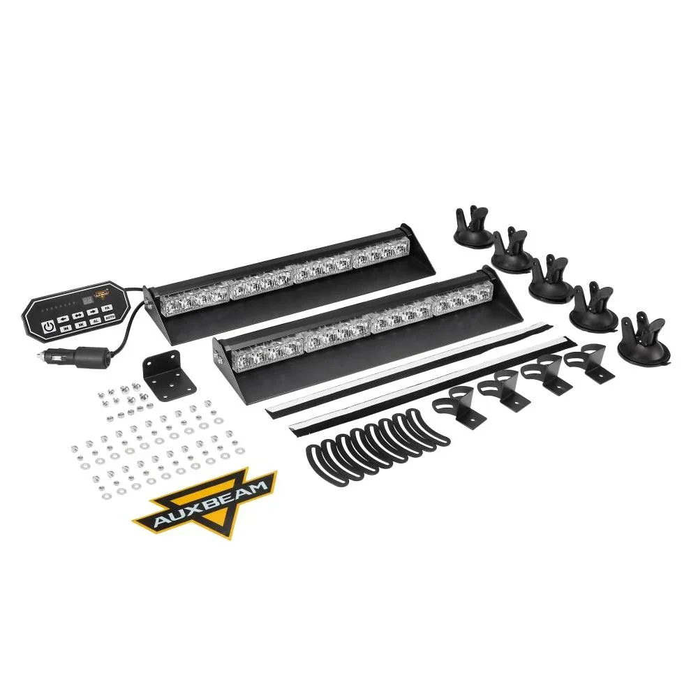 17" Dual Windshield Dash Strobe Light Bars 20 Flashing Patterns with Suction Cup Mount for Vehicles Trucks SUV ATV Car - Image 11
