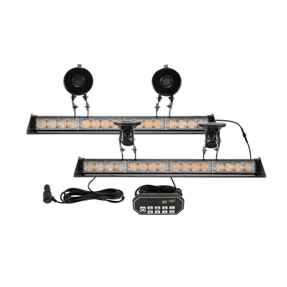 17" Dual Windshield Dash Strobe Light Bars 20 Flashing Patterns with Suction Cup Mount for Vehicles Trucks SUV ATV Car - Image 9