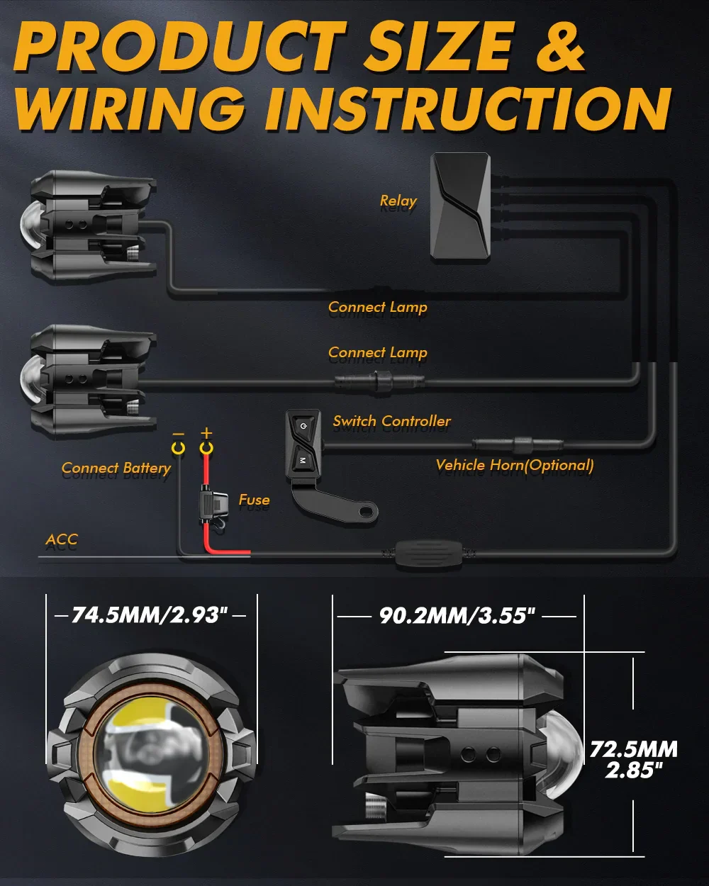 2022 Honda Africa Twin Adventure Sports Motorcycle LED Spotlight Light 3+5 Light Modes - Image 5