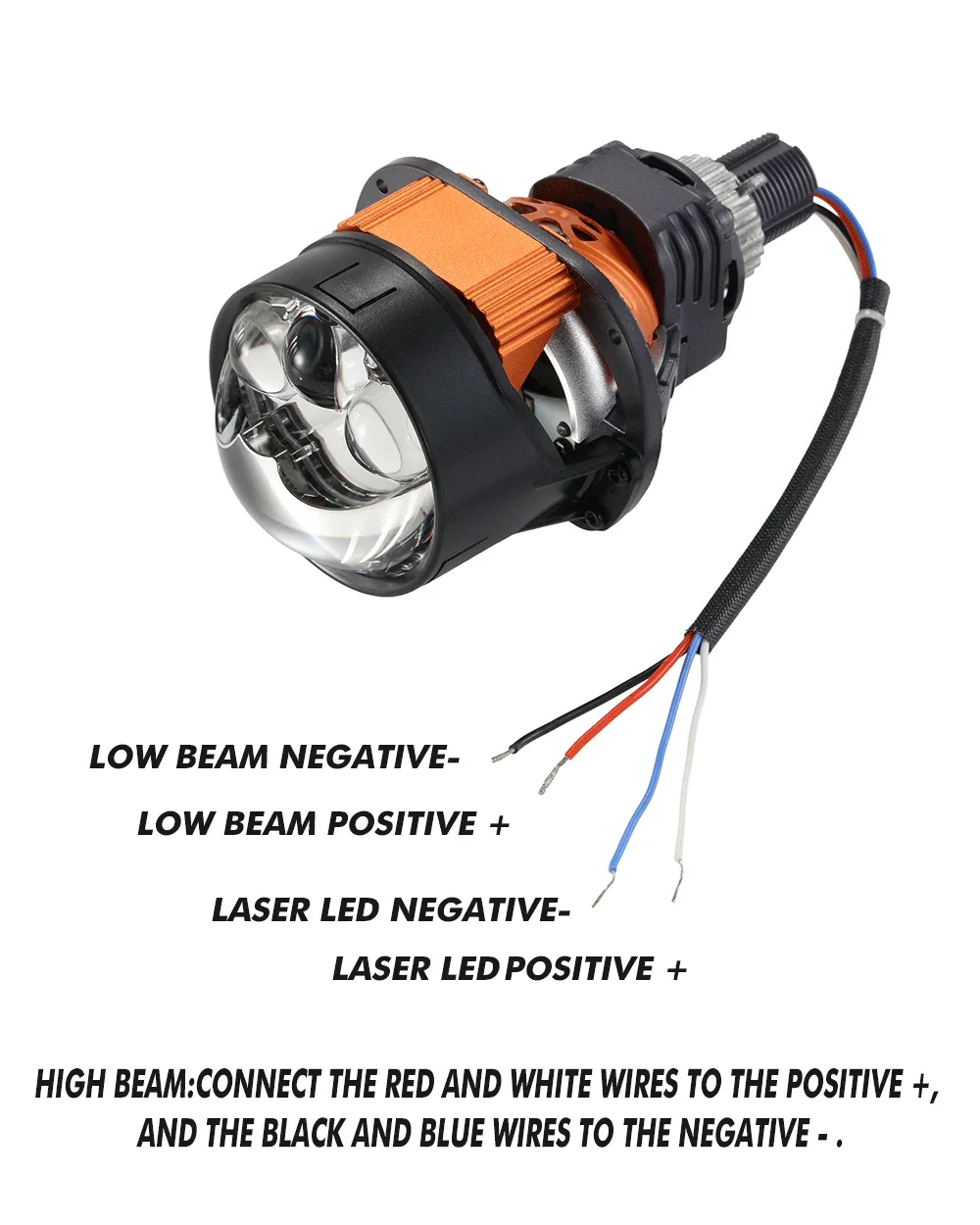 2.5 Inch 100W 6000K Bi-LED Projector Headlight with 3 Direct Laser High Beam Lenses S8 Series – Non-Destructive Installation for Cars | 2pcs/Set - Image 3