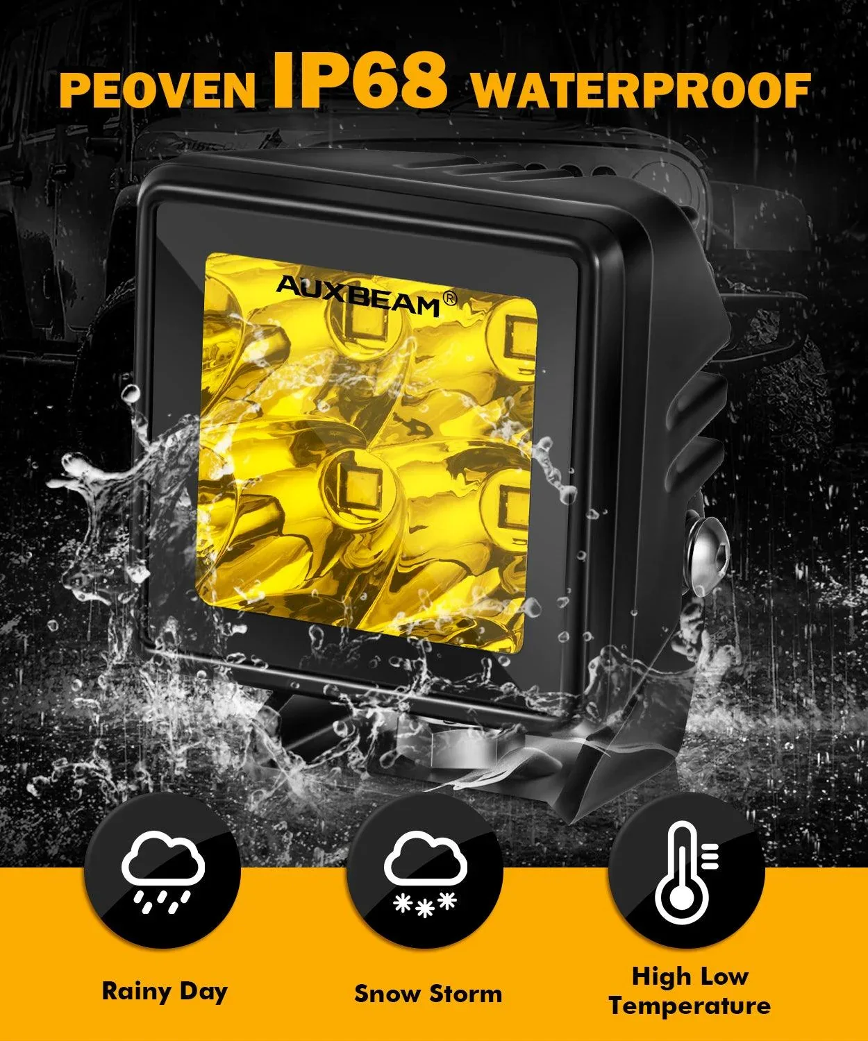 2 Inch 40W 4000LM LED Pod Amber Spot Offroad Light - Image 4