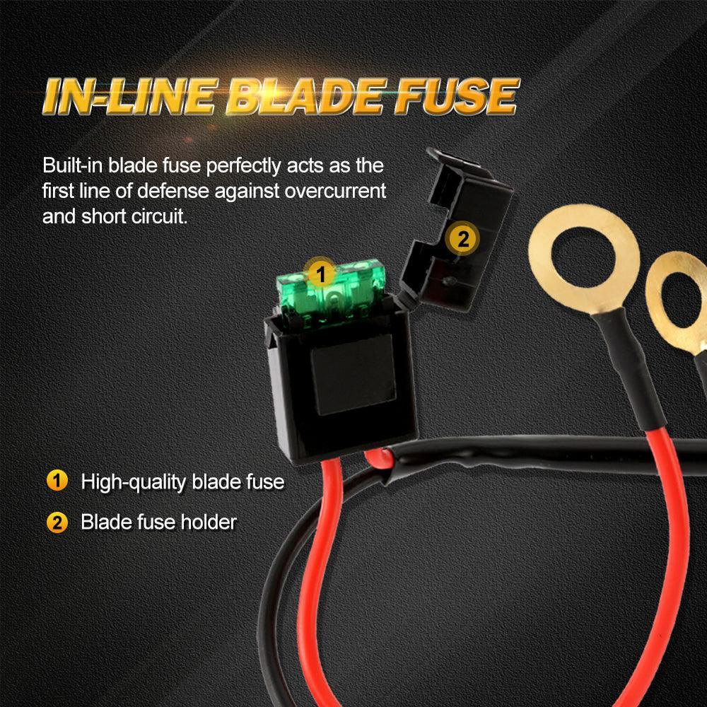 (2 Leads 16AWG) LED Light Bar Wiring Harness Kit with Fuse 12V 40A Relay ON/OFF Switch - Image 6
