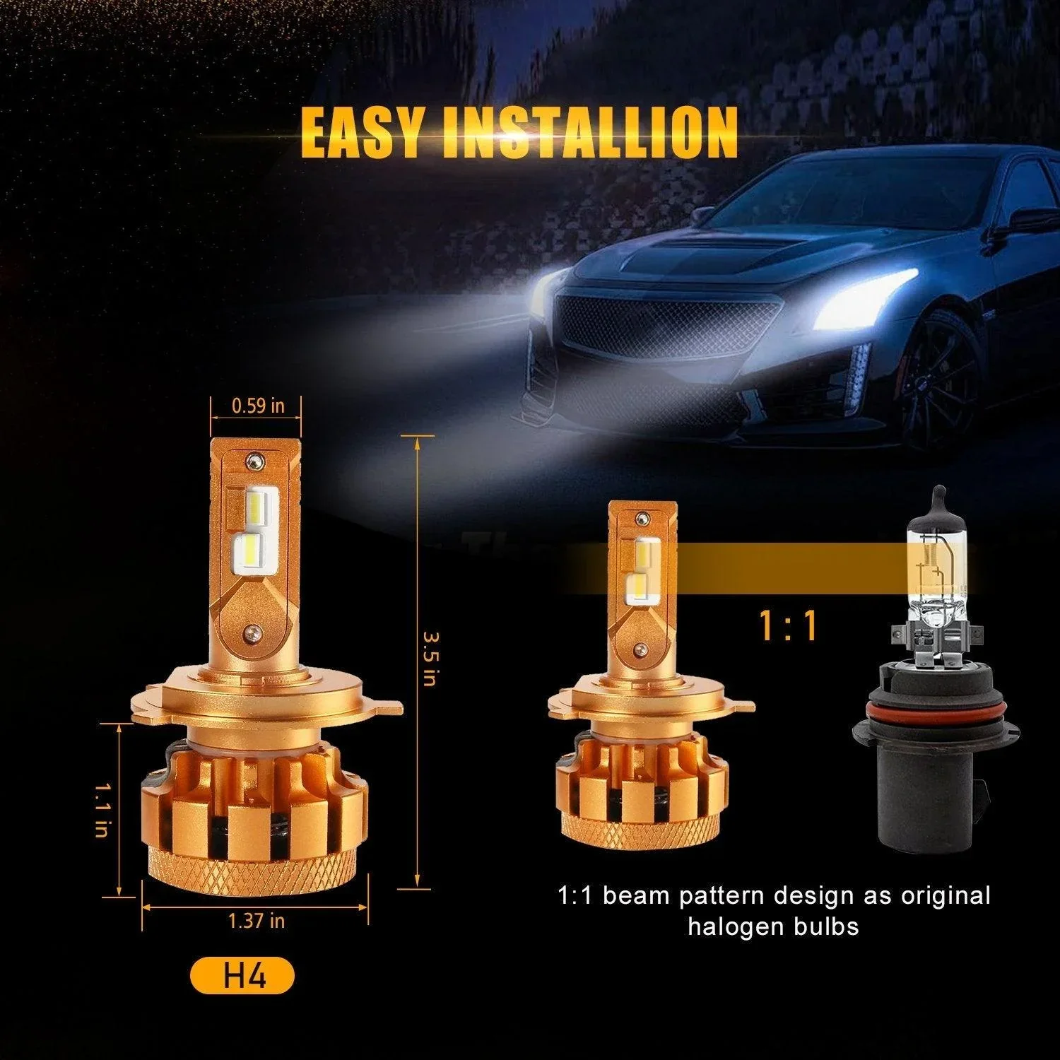 For Ford Focus F-16 Plus Series Built-in Canbus Automotive Grade 14000LM LED Light Bulbs High Low Beam Bundle - Image 9