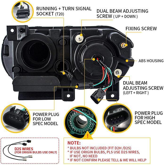 LED Headlight Assembly RGB Style Dual Beam Projector Black For 2008-2014 Dodge Challenger 3th Gen Pre-Facelift - Image 11