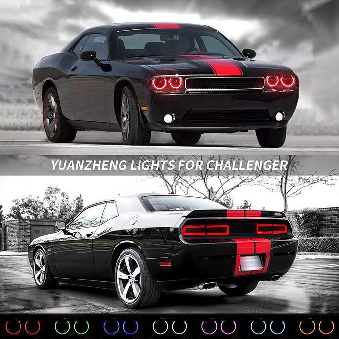 LED Headlight Assembly RGB Style Dual Beam Projector Black For 2008-2014 Dodge Challenger 3th Gen Pre-Facelift - Image 3