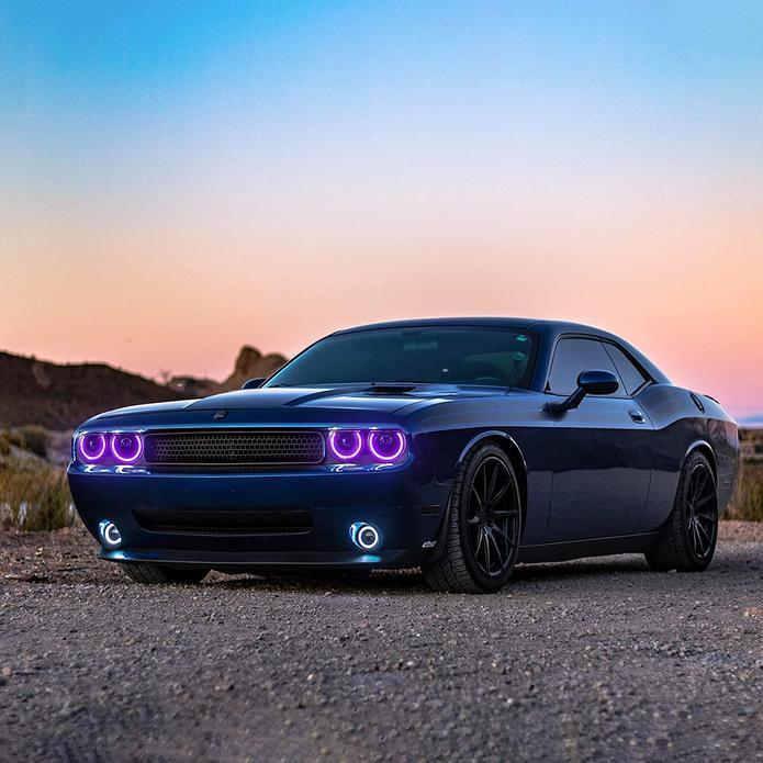 LED Headlight Assembly RGB Style Dual Beam Projector Black For 2008-2014 Dodge Challenger 3th Gen Pre-Facelift - Image 8