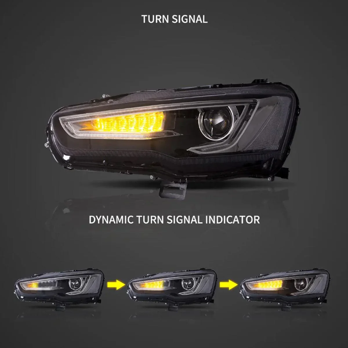 LED Headlight Assembly Dual Beam Projector With Demon Eyes Black For 2008-2017 Mistubishi Lancer 9th Gen Evo X GSR 10th Gen(CZ4A) - Image 5