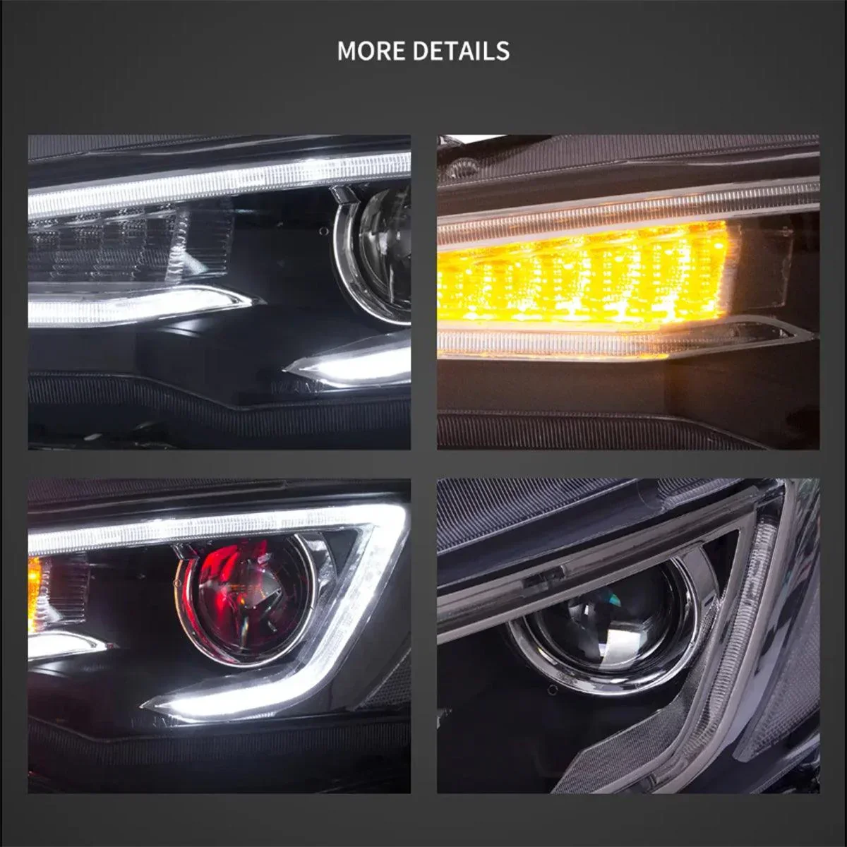 LED Headlight Assembly Dual Beam Projector With Demon Eyes Black For 2008-2017 Mistubishi Lancer 9th Gen Evo X GSR 10th Gen(CZ4A) - Image 6