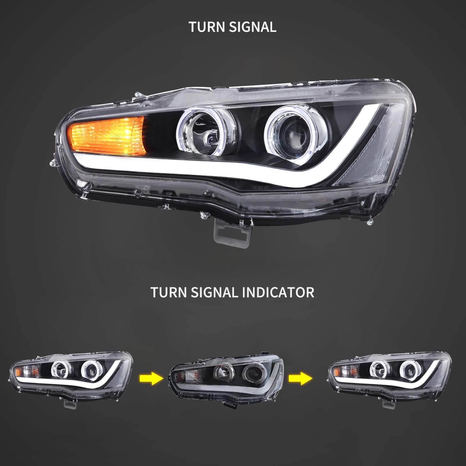 LED Headlight Assembly Projector Black For 2008-2017 Mitsubishi Lancer 9th Gen Evo X GSR 10th Gen(CZ4A) - Image 3