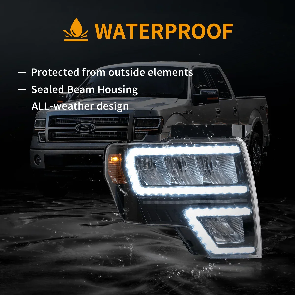 LED Headlight Assembly Reflection Bowl For 2009-2014 Ford F150 12th Gen - Image 11