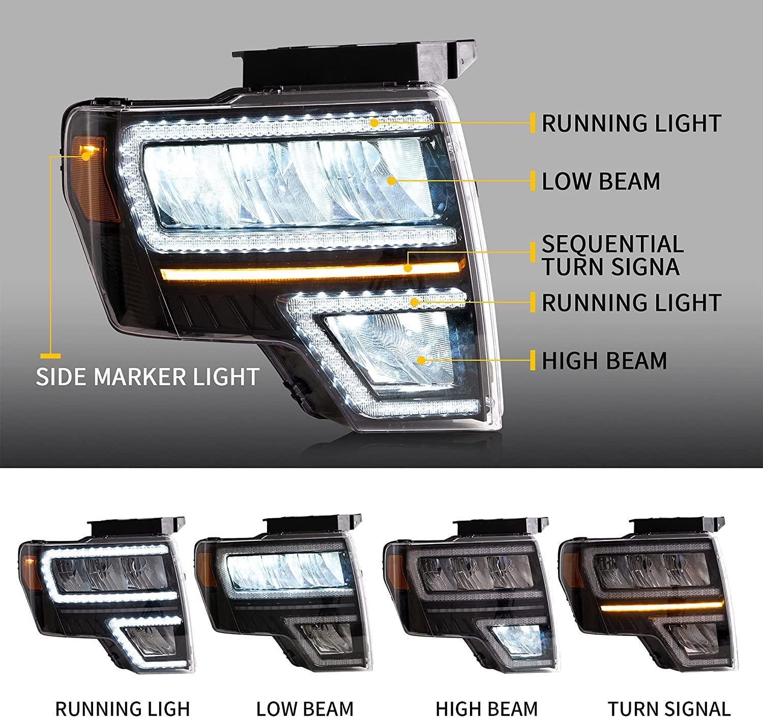 LED Headlight Assembly Reflection Bowl For 2009-2014 Ford F150 12th Gen - Image 5