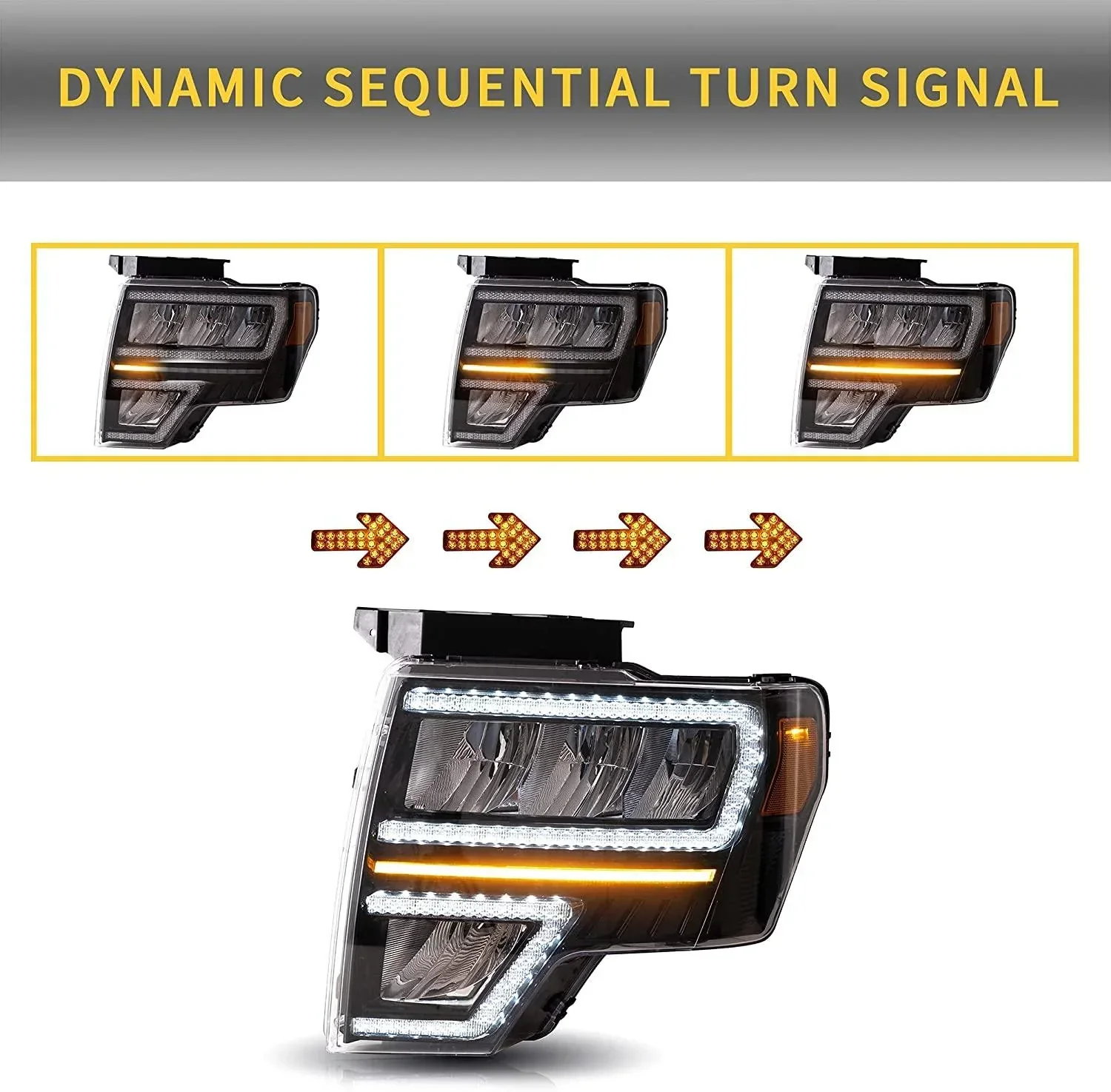LED Headlight Assembly Reflection Bowl For 2009-2014 Ford F150 12th Gen - Image 7