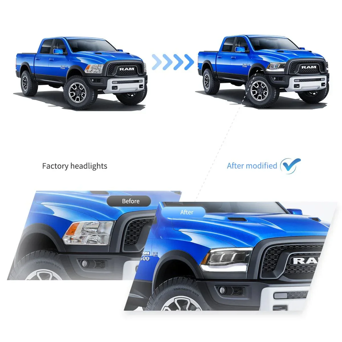 LED Headlight Assembly Reflection Bowl For 2009-2018 Dodge Ram 4th Gen 1500 2500 3500 - Image 10