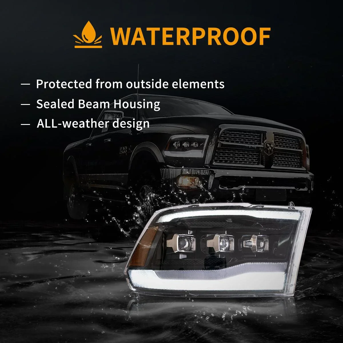 LED Headlight Assembly Matrix Projector Black For 2009-2018 Dodge Ram 4th Gen 1500 2500 3500 - Image 7