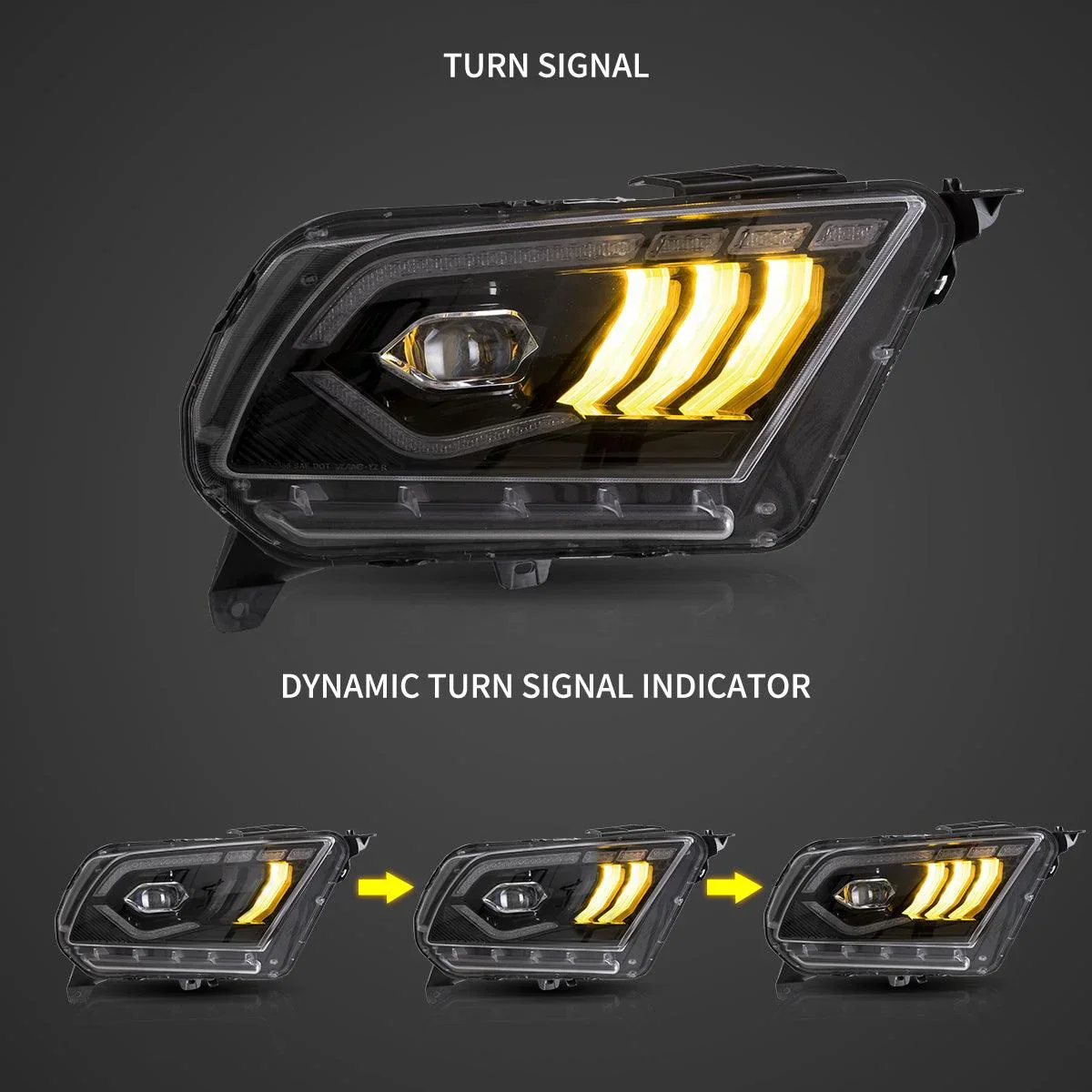 DOP APPROVED LED Headlight Assembly Dual Beam Projector Black For 2010-2014 Ford Mustang 5th Gen Facelifted - Image 4