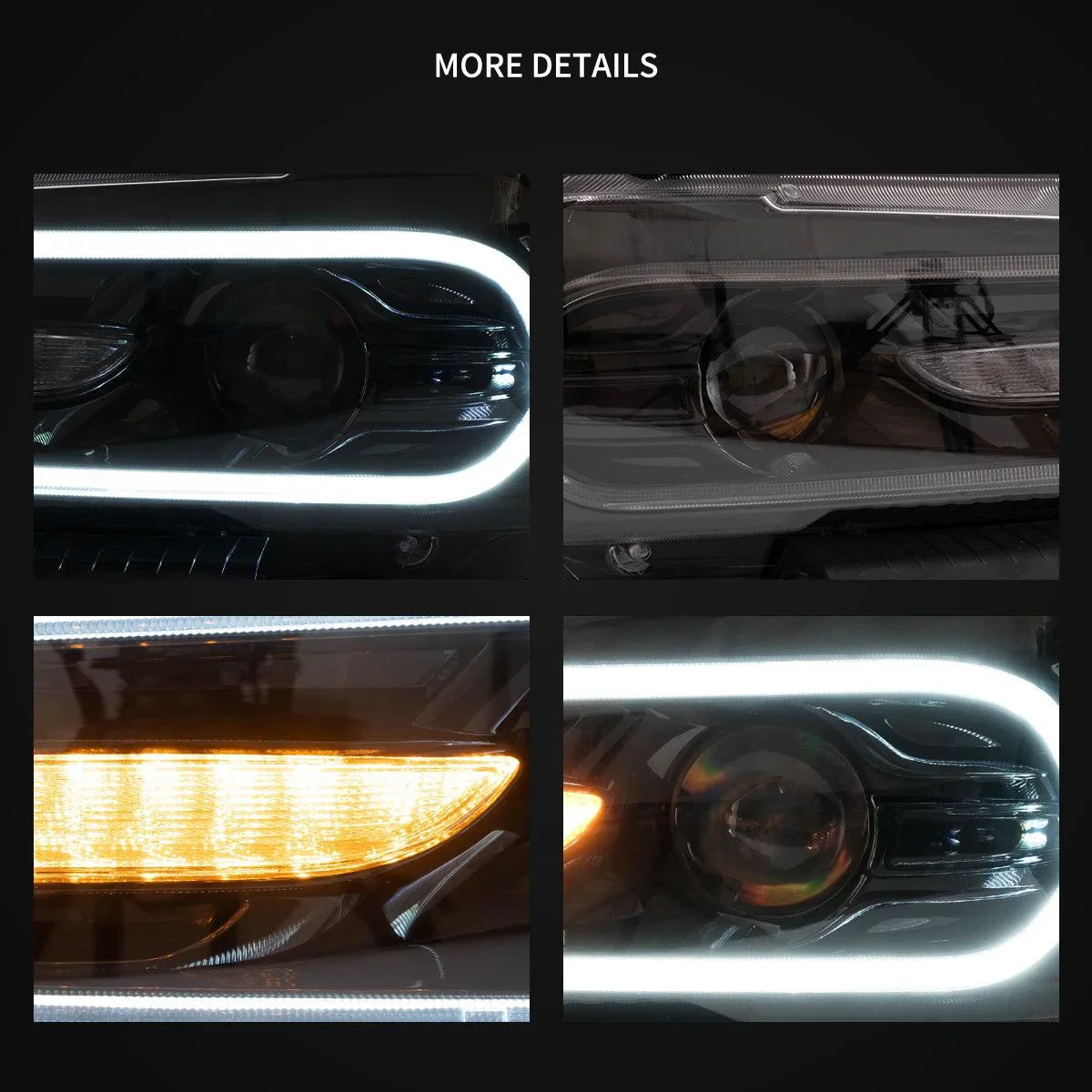 LED Headlight Assembly Dual Beam Projector Black For 2011-2014 Dodge Charger(LD) Pre-Facelifted - Image 4