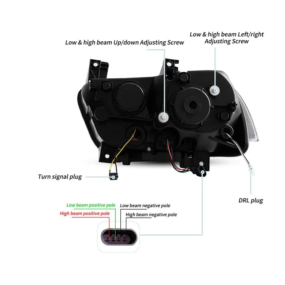 LED Headlight Assembly Dual Beam Projector Black For 2011-2014 Dodge Charger(LD) Pre-Facelifted - Image 8