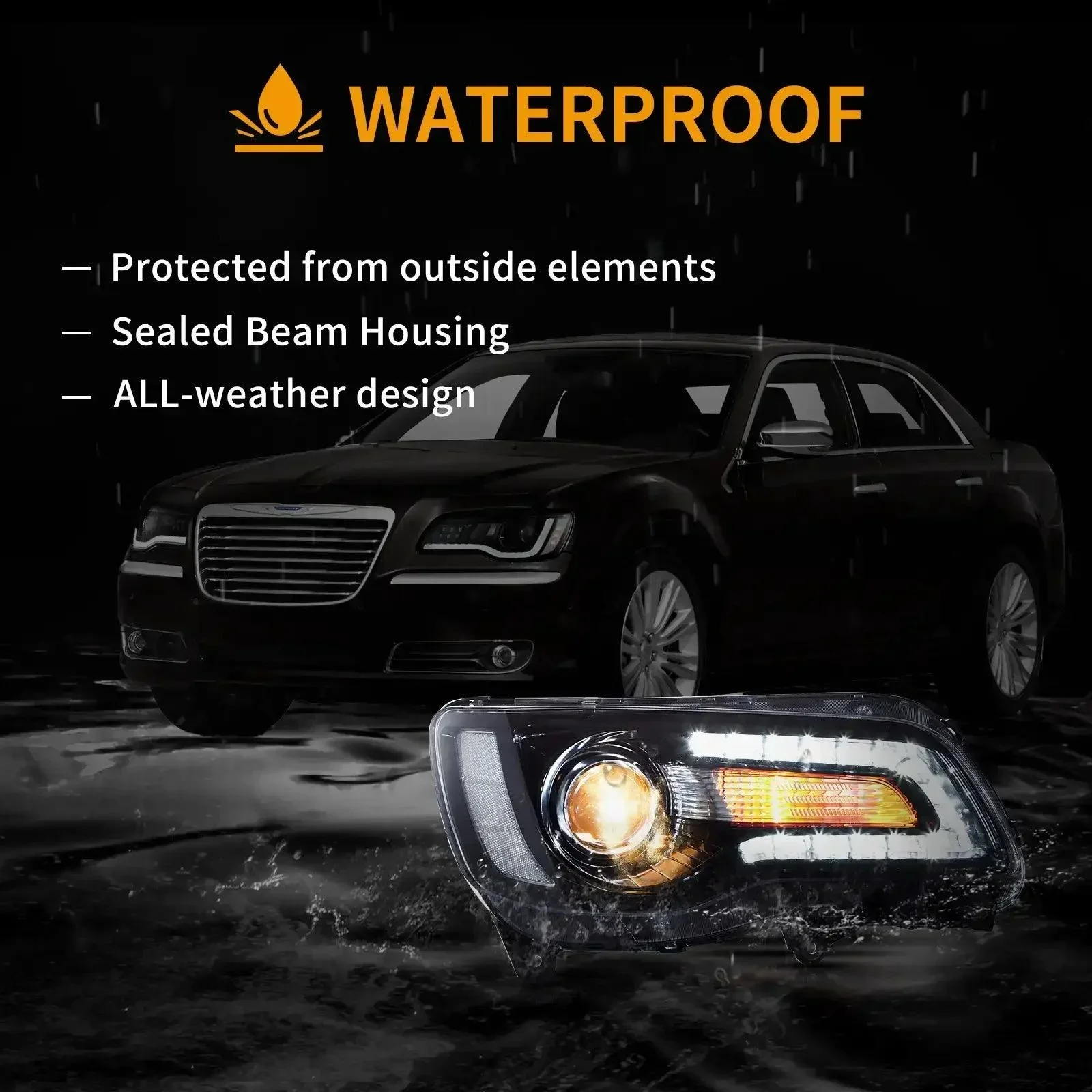 LED Headlight Assembly Dual Beam Projector 2011-UP Chrysler - Image 7