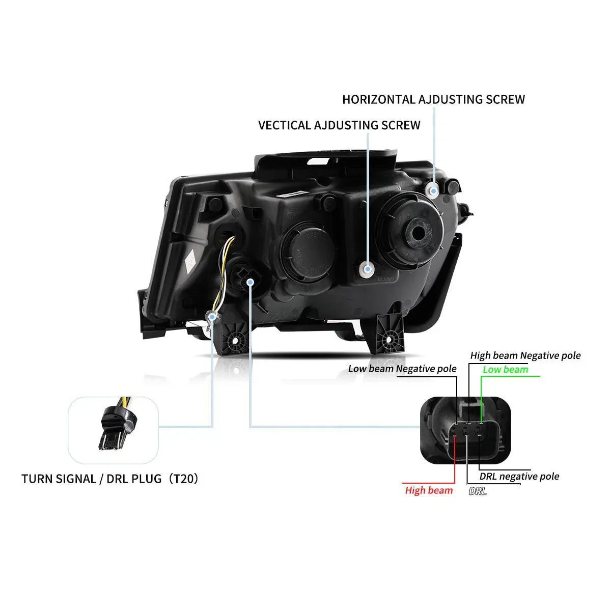 LED Headlight Assembly RGB Dual Beam Projector Black For 2014-2015 Chevrolet Camaro - Image 6