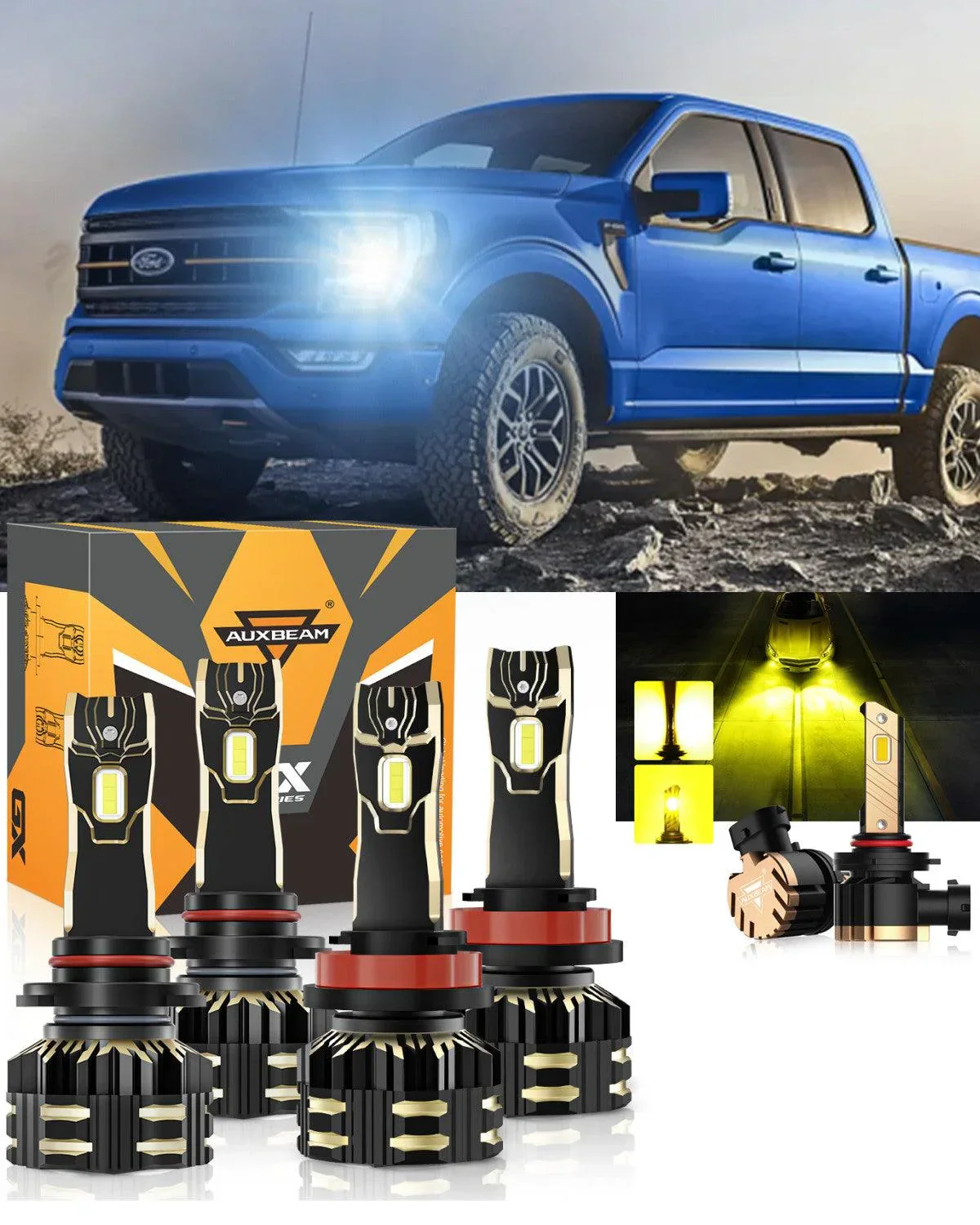 For 2015-2020 Ford F-150 9005 H11 LED Headlight Bulbs Bundle - Image 12