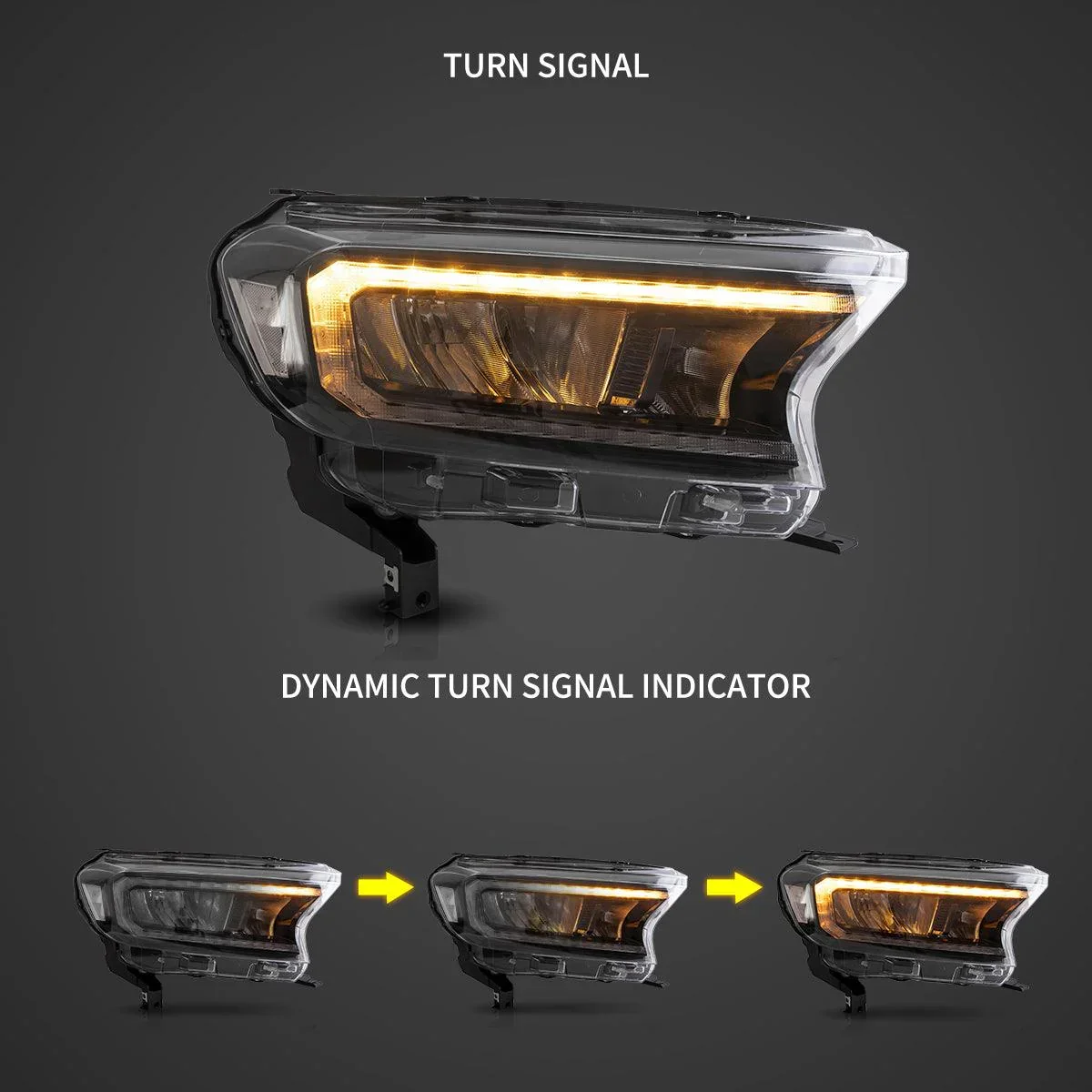 LED Headlight Assembly Matrix Projector Black For 2016-2021 Ford Ranger 3th Gen P375 [Inrternational Types] Facelift - Image 4