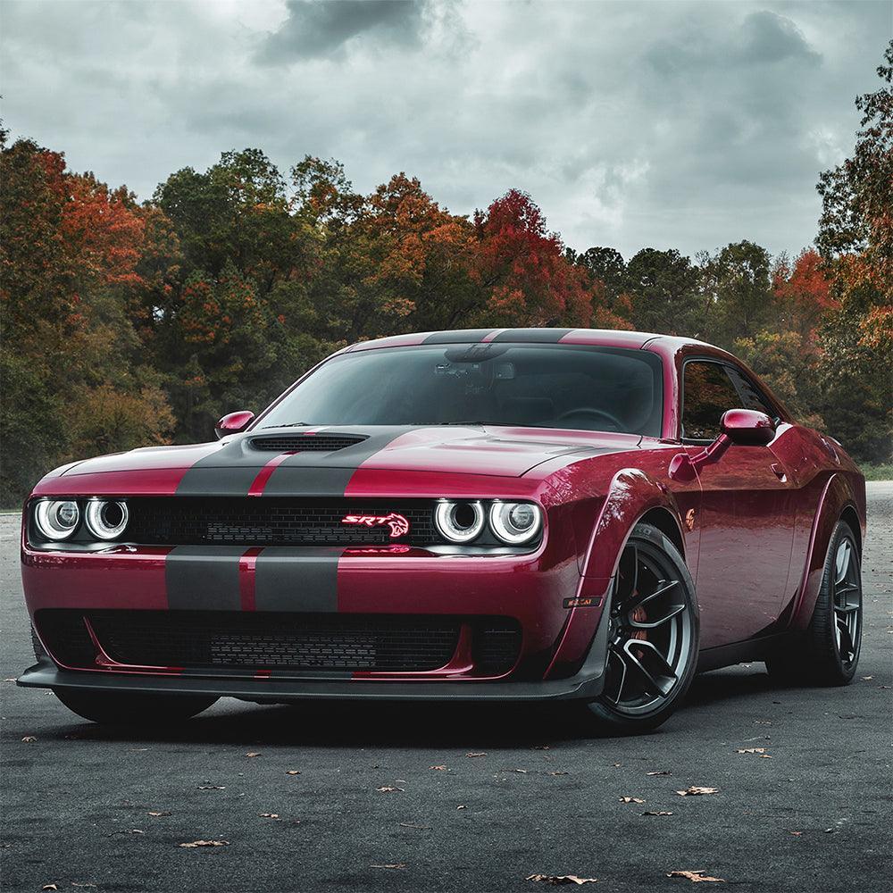 LED Headlight Assembly Dual Beam Projector Black For 2015-2023 Dodge Challenger 3th Gen Facelifted - Image 9