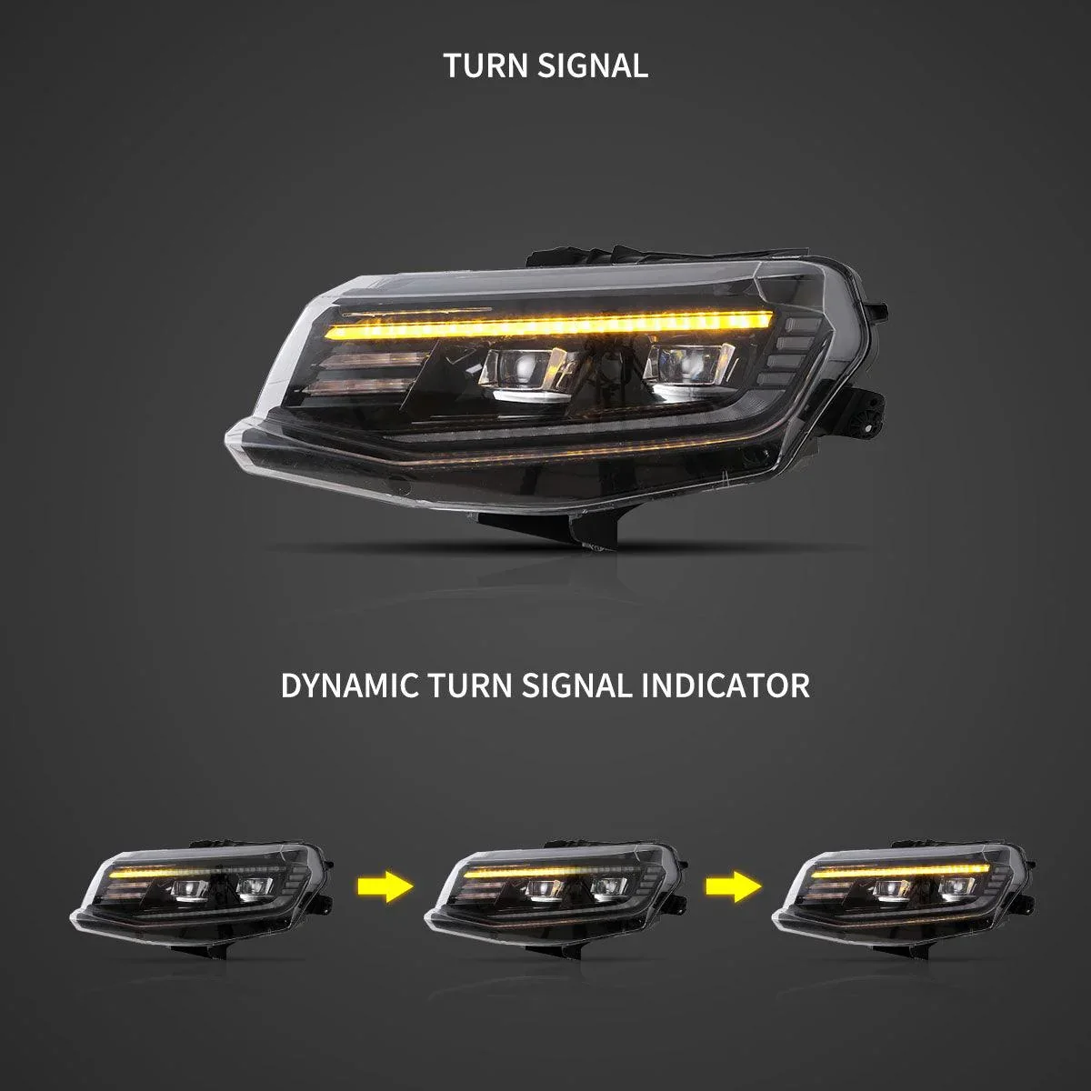 LED Headlight Assembly Dual Beam Projector Black Welcome/Breath & Back and Forth Function For 2016-2018 Chevrolet Camaro & 2019-2024 Camaro ZL1 - Image 4