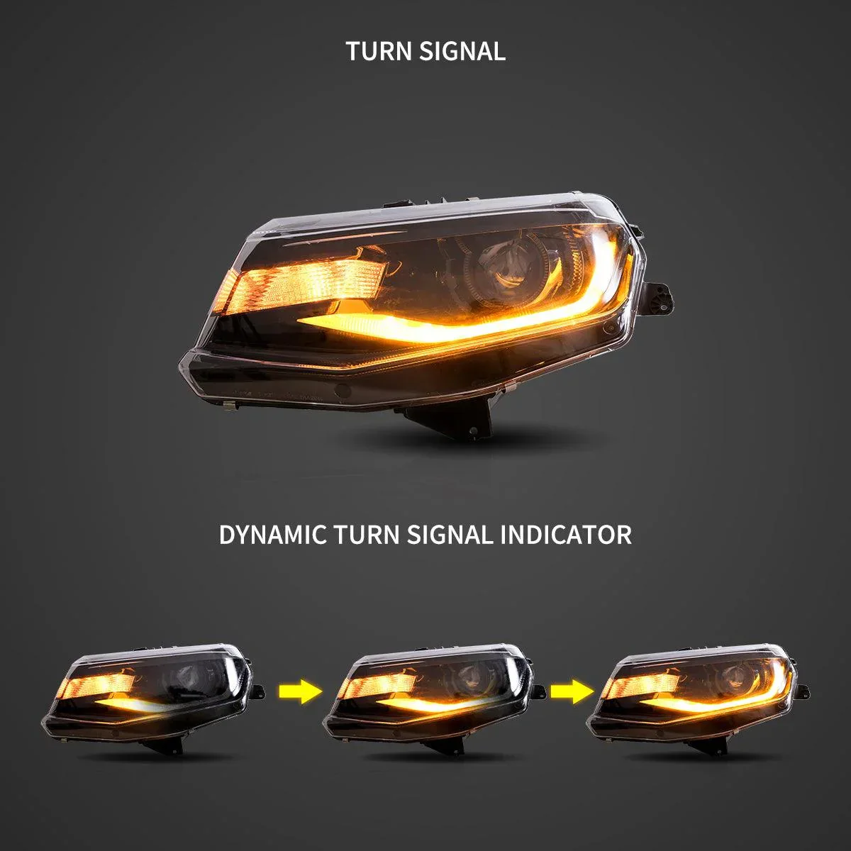 LED Headlight Assembly Dual Beam Projector Black For 2016-2022 Chevrolet Camaro 6th Gen - Image 3