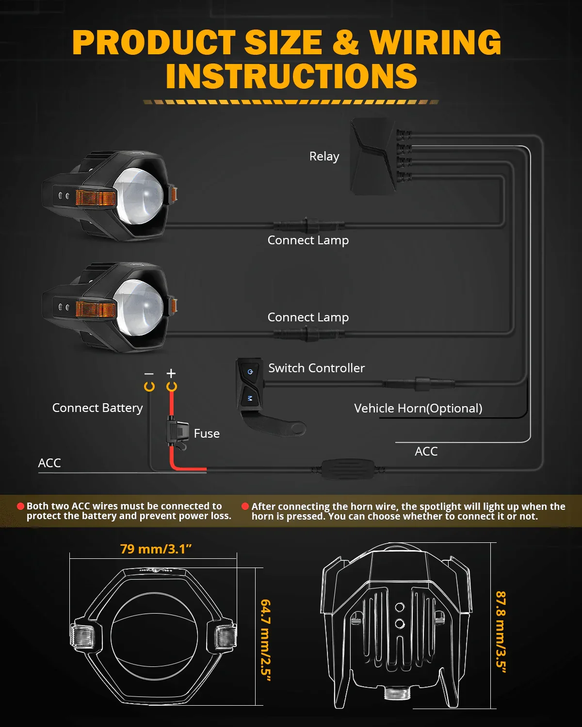 2021 Yamaha Tenere 700 Motorcycle LED Spotlight Light 3+5 Light Modes MT8 Series - Image 6