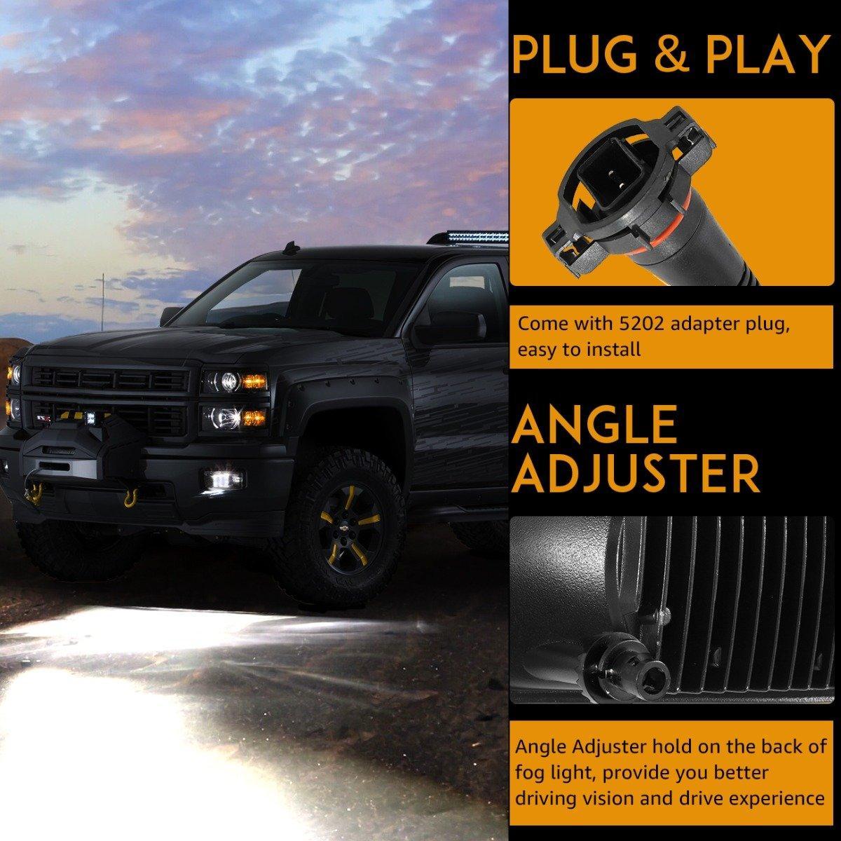 (2pcs/set) 36W Chrome LED Fog Lights 5202 for GMC YUKON 2015-2016 - Image 6