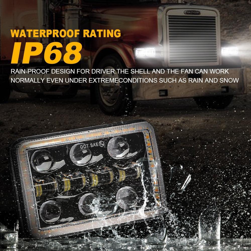 (2PCS/SET)  4x6 inch Sealed Beam LED Headlight with Hi/Low Beam DRL Turn Signal Light - Image 5