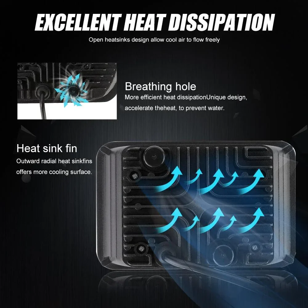 (2PCS/SET) 4x6" Sealed Beam LED Headlight with Hi-Lo Beam & DRL Amber Turn Signal Light - Image 4