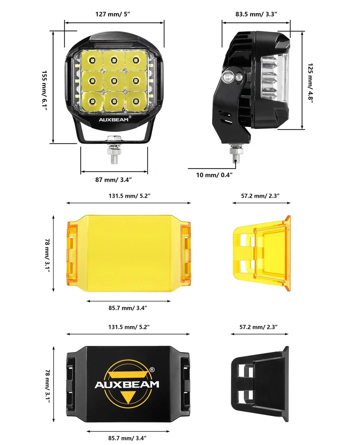 V-MAX Series | 5 Inch 168W 16440LM Spot Beam Side Shooter LED Round Pod Lights with Amber DRL - Image 15