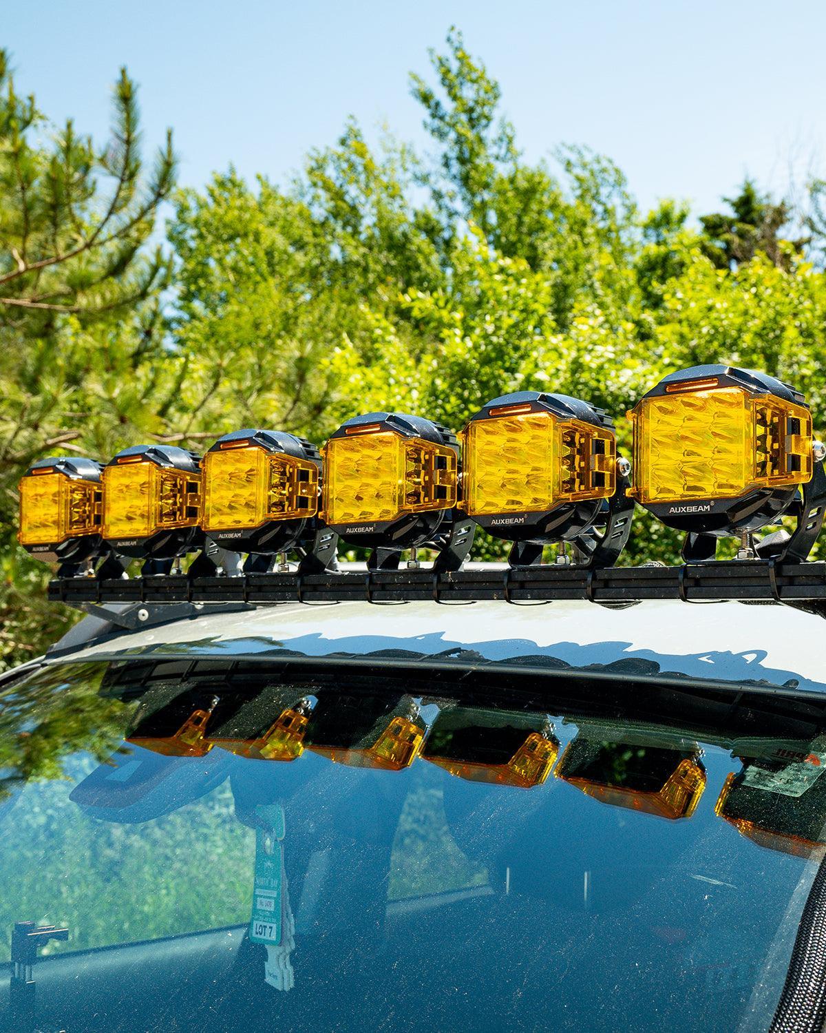 V-MAX Series | 5 Inch 168W 16440LM Spot Beam Side Shooter LED Round Pod Lights with Amber DRL - Image 4