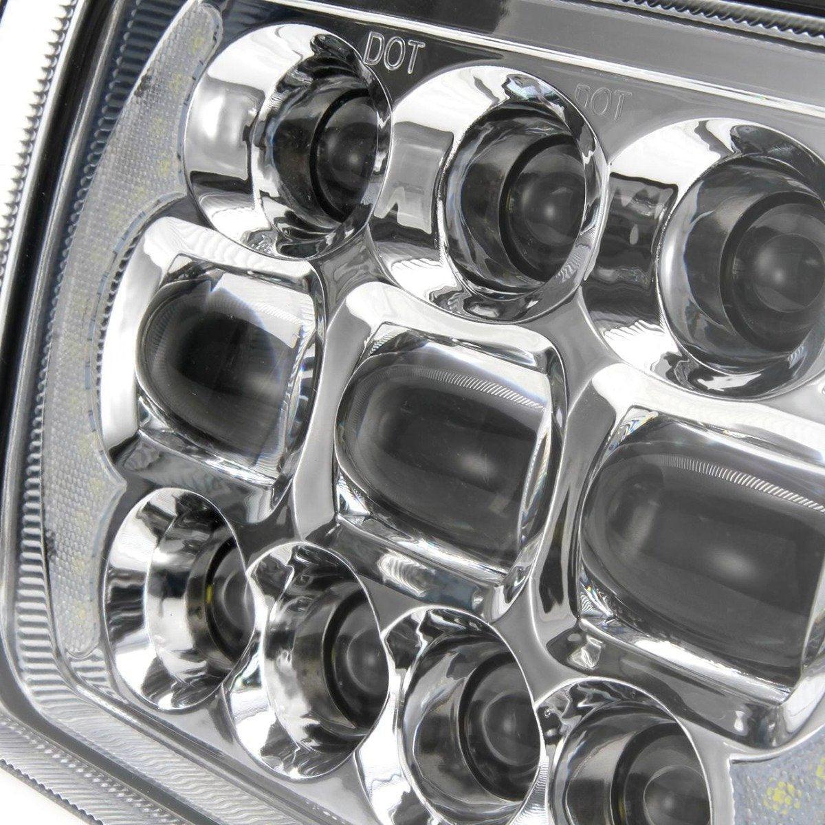 (2pcs/set) 65W 7x6 LED Hi-Lo Beam Headlights with DRL for Toyota Pickup Truck (Black/Chrome) - Image 13