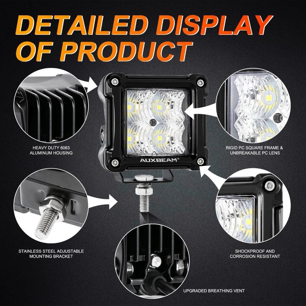 3 Inch 20W Flood LED Pods Light with Front Bumper Fog Light Mount Brackets For Ford Bronco 2021 2022 - Image 6