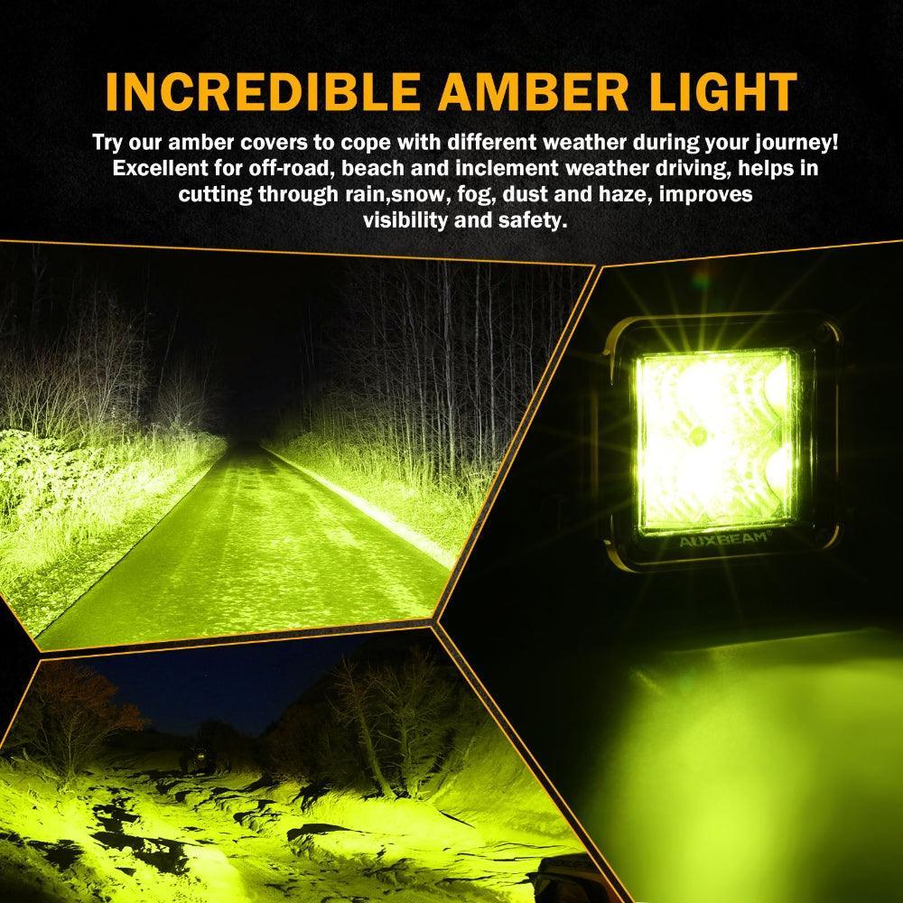 FA Series 4 Inch LED Pod Lights Amber Cover Light Shield Cover - Image 4