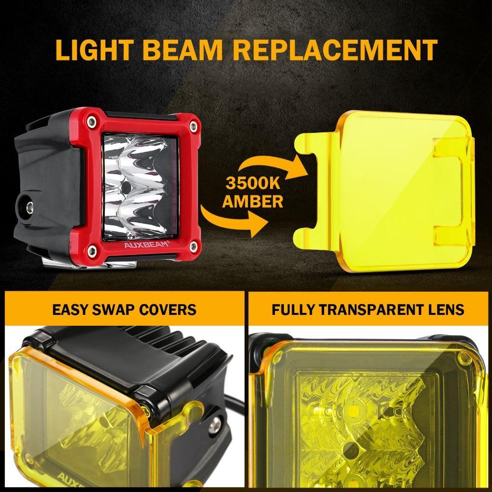 FA Series 4 Inch LED Pod Lights Amber Cover Light Shield Cover - Image 5