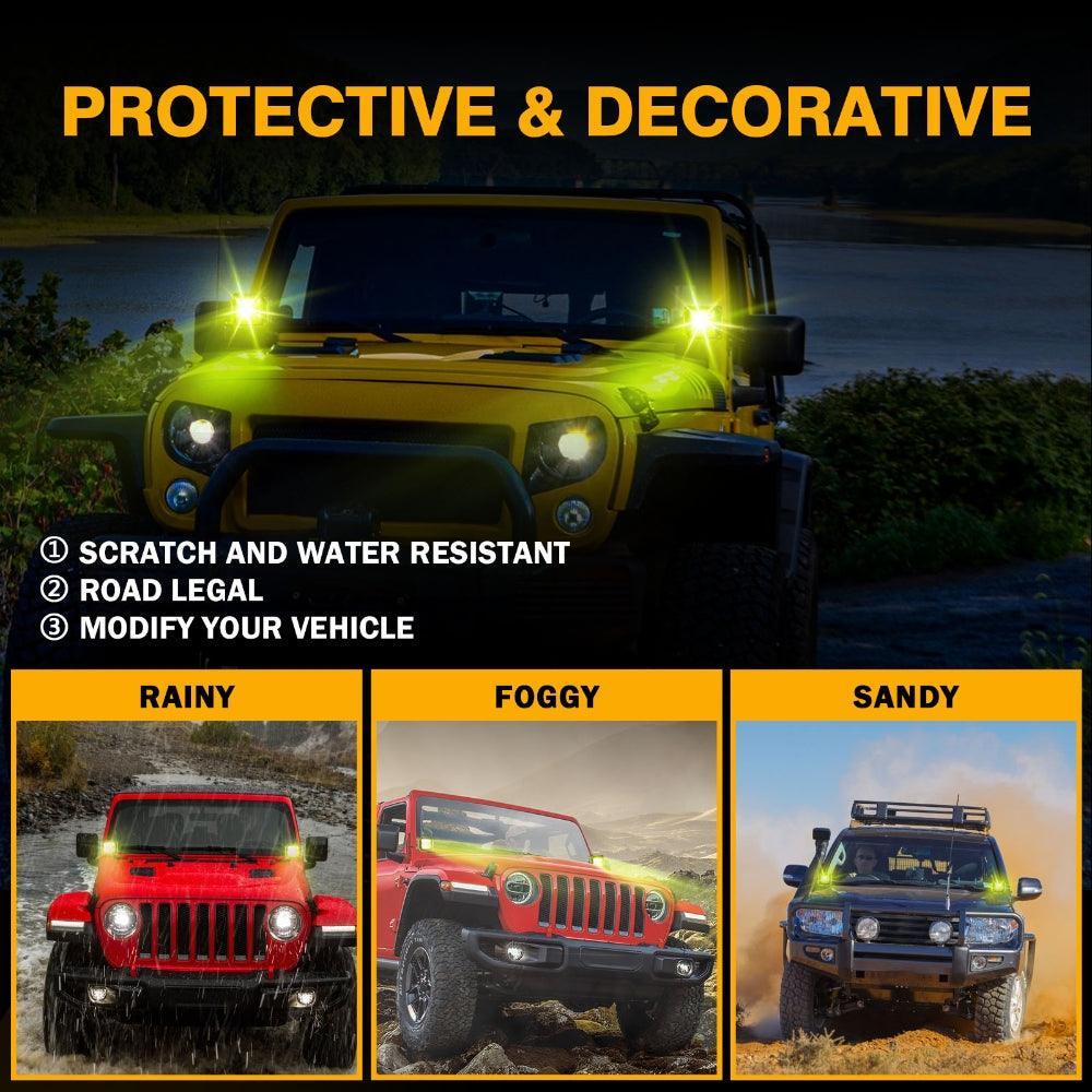 FA Series 4 Inch LED Pod Lights Amber Cover Light Shield Cover - Image 6