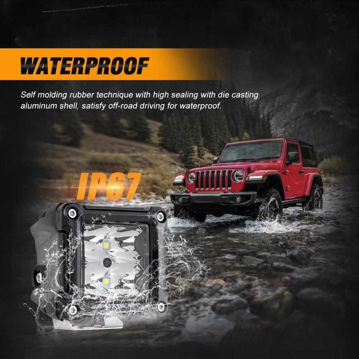3 Inch LED Pods Light Spot/Flood Beam & Rear Roof Reversing Light LED Pod Light Brackets for 2013-2021 Polaris Ranger 570/800/900/900xp/1000/1000xp - Image 11