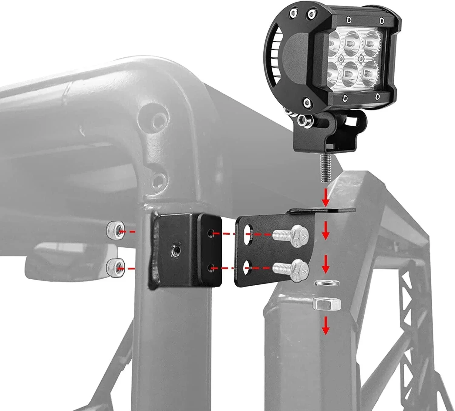 3 Inch LED Pods Light Spot/Flood Beam & Rear Roof Reversing Light LED Pod Light Brackets for 2013-2021 Polaris Ranger 570/800/900/900xp/1000/1000xp - Image 6