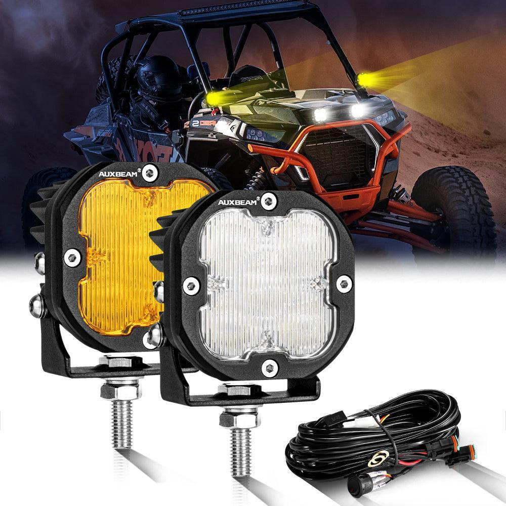 3 Inch 80W 9600LM LED Pods Lights White&Amber for ATV UTV SIDE BY SIDE 4X4 - Image 26
