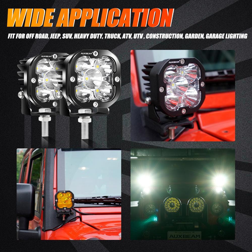 3 Inch 80W 9600LM LED Pods Lights White&Amber for ATV UTV SIDE BY SIDE 4X4 - Image 9