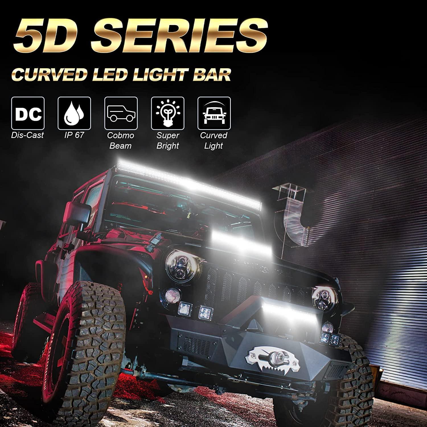 32 Inch 5D Series Straight/Curved LED Light Bar & A-pillar Light Bar Mounting Bracket Combo for RZR 900/ RZR S900/ RZR 900 XC/ RZR XP 1000/ RZR Turbo - Image 6