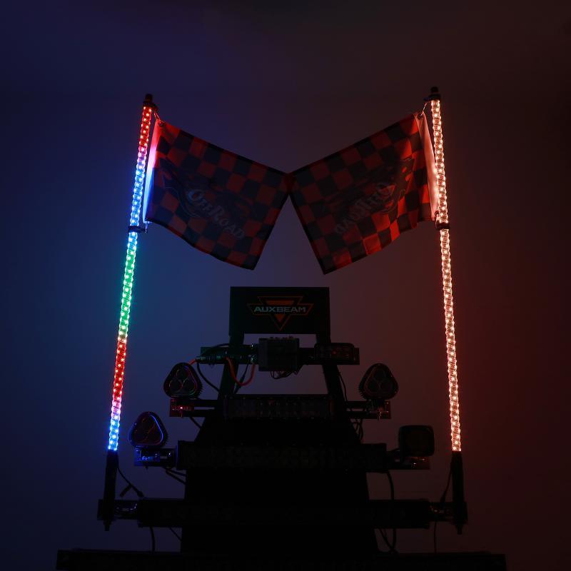 3FT/4FT LED RGB Whip Lights & Rear Pillar Flagpole Light Brackets Combo for Can-Am Maverick X3 2017 2018 2019 2020 2021 - Image 11